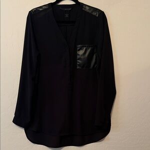 Calvin Klein Jeans Black Blouse with Faux Leather Details